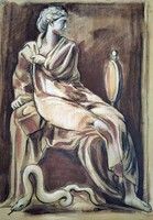 Benczúr Gyula : Az önismeret allegóriája,tempera,diópác.
