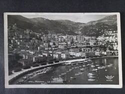 Régi képeslap Monaco - kikötő - panoráma