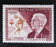 MON738 / Monaco 1963 Pierre De Coubertin bélyeg postatiszta