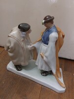 Herendi búcsúzkodó pásztorok, porcelán szobor, 24x22 cm-es. 3858b