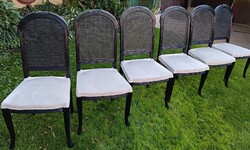 6 db szép rattan étkező szék felújítva
