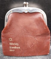Bőr pénztárca 1947-ből. judaika, 13 x 15 cm-es. régi. 3849b