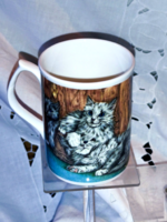 Exkluzív tervezésű angol csontporcelán cicás bögre