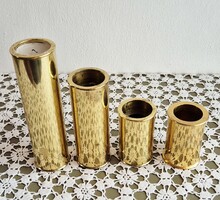 Svéd Aranyozott vintage Indak Enebyberg 4 db-os gyertyatartó szett – 24 karátos elegancia