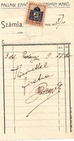 Régi számla: Pallagi Ernőné, divat, Makó 1911.