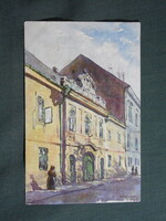 Képeslap,Pécs,Stock ház,rokokó díszítésű kanonoki ház,Danubia kiadás Lipcse, 1950-