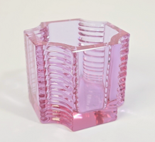 Retró/vintage cseh vastagfalú, színes design kis üveg váza /Bohemia crystal. cca.1970.