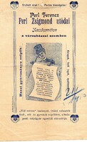 Régi számla, reklám: Perl Zsigmond utódai, Kecskemét. 1910.