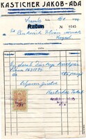 Régi számla: Kasticher Jakob, Ada.