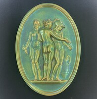 Zsolnay három grácia eozin falikép falidísz relief szecessziós női fugrua