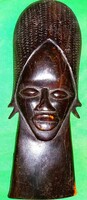 Antik Afrika fából faragott ében szakrális szobor büszt mini maszk 27 cm a képek szerint 4.