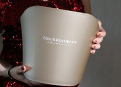 Kétpalackos Louis Roederer pezsgőhűtő – bronz-arany színű, műanyag