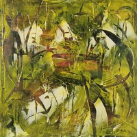 Baján Ildikó festmény 50 x 50 cm. Feszültség és harmónia.