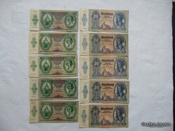 5 darab 10 pengő 1936 - 5 darab 20 pengő 1941 LOT !