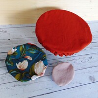 Textil edényfedő szett (3 db/cs) / nagy virág, vegyes, barna