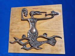 Retro Balaton falikép falidísz bronzírozott sellő Ritka!
