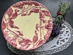 Régi Körmöcbányai majolika talpas tortatál dekorációs célra