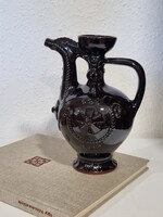 Vintage figurális kézműves kancsó , népi kerámia