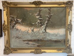 Pántl László - Téli erdő..50x70cm plusz kerete