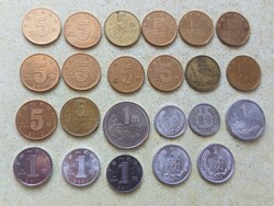 Kína 23 db különböző érme. 1,2 Fen, 1,5 Jiao, 1 Yuao. 1972-2017.