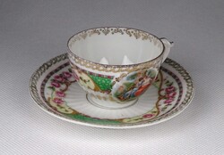 1W502 Régi, aranyozott, antik jelenetes cseh Altwien porcelán kávéscsésze