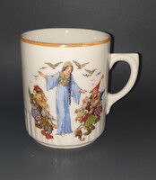 Szoknyás, Zsolnay mesefigurás (Hófehérke és a hét törpe) porcelán, retro nosztalgia bögre
