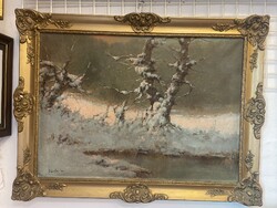 Pántl László - Téli erdő..50x70cm plusz kerete