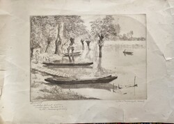 Csáki-Maronyák József: Tisza part - rézkarc