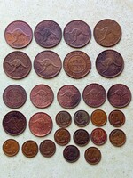 Ausztrália 28 db különböző érme. 1 és fél Penny, Cent. Half 1/2 Penny. 1917-1984