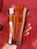 Art Deco  borostyán szinű üveg váza