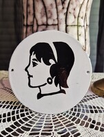 Régi női WC zománctábla