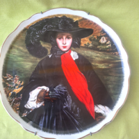 Angol porcelán disztányér May Sartoris portréja