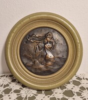 A csábító szirén , bronz és terrakotta keret 14 cm és 9 cm a bronz