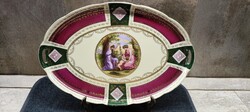 Gyönyörűen díszített „Old Vienna” (Alt Wien) porcelán tál áttört fülekkel