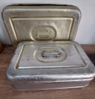 2 db retro alumínium turista piknik doboz, ételhordó ,