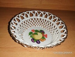 PORFIN CLUJ NAPOCA  porcelán gyümölcs mintás arany szélű fonatos tálka (po-4)