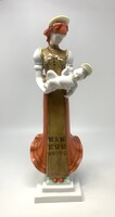 Herendi jelzett nagy Kalotaszegi Madonna kézzel festett porcelán figura (36cm) RZ
