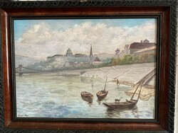 Puskás Tibor - Budai Vár, Lánchíd..50x70cm plusz kerete..