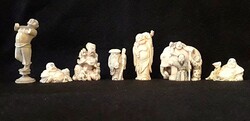 7 db régi miniatűr csont faragás... Japán netsuke.