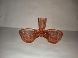Retro korall színűüveg asztali sótartó, borstartó