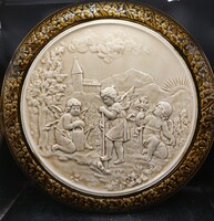 Schütz Cilli, óriás! 40cm-es falitànyér, majolika, szecessziós. 3894b