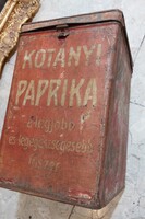 Kotányi paprikás réz doboz, régi, nagyméretű, 38 x 25 x 25 cn-es. 3906b