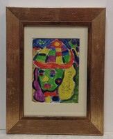 Németh Miklós "Önarckép" tempera -papír j. PCSVM 2010