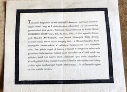 1820 DOMBORNYOMOTT HALOTTI ÉRTESÍTŐ RAJKA RAJKAI Friebeisz József Pest Pilis Solt alispánja TINNYE