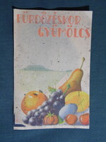 Képeslap,Balaton,fürdözéskor gyümölcs,C-vitamin táblázat,Garamvölgyi grafikai,1950-