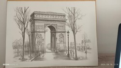 Párizs Diadalív .Arben szignóval.  Ceruza rajz ,grafika