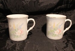 2 db régi cseh porcelán virág mintás bögre