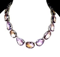 Kézmüves ötvös 373CT Természetes Ametrin 925 Ezust Nyaklánc