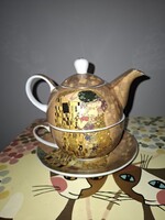 Gustav Klimt Kiss porcelán kancsó, csésze és csészealj készlet, 1907