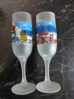Hand-painted champagne glass pair, Kos Island
